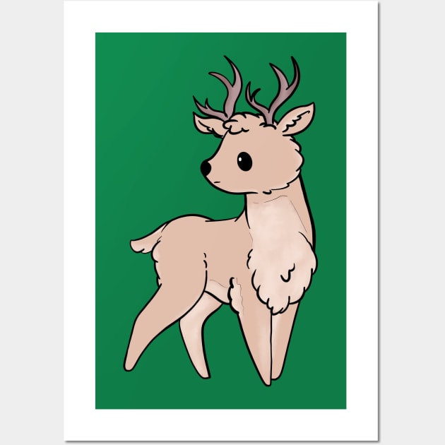 Cute Deer cartoon Wall Art by Uwaki